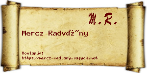 Mercz Radvány névjegykártya